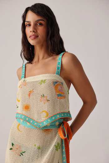 NOIB_Multi Color Magda Azure Crochet Wrap Skirt _at_Aza_Fashions