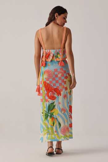 Shop_NOIB_Multi Color Magda Summer Zest Crochet Wrap Skirt _at_Aza_Fashions