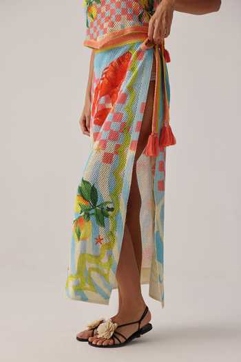 NOIB_Multi Color Magda Summer Zest Crochet Wrap Skirt _Online_at_Aza_Fashions