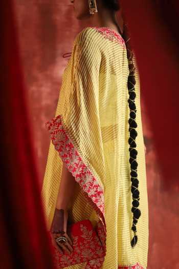 Studio Rang by Swati_Yellow , Tissue, Silk Bajre Da Sita Embroidered Kaftan Set _Online_at_Aza_Fashions