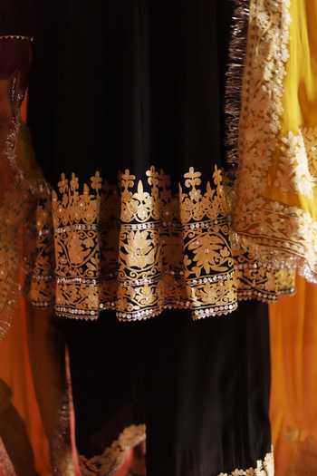 Shop_Studio Rang by Swati_Black Crepe, Chiffon Boat Neck Kaali Aankhein Anarkali Set _Online_at_Aza_Fashions