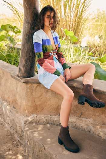 Shop_ZiP by Payal & Zinal_Blue Cotton, Linen, Lycra Coral Cascade Blazer And Shorts Set _Online_at_Aza_Fashions