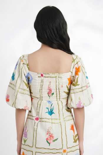 Shop_Poppi_Yellow Cotton Square Neck Floral Print Maxi Dress _Online_at_Aza_Fashions