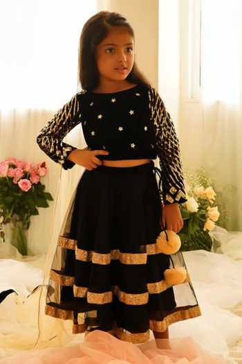 Buy_Pinkcow designs pvt ltd_Black Velvet Embellished Blouse _at_Aza_Fashions