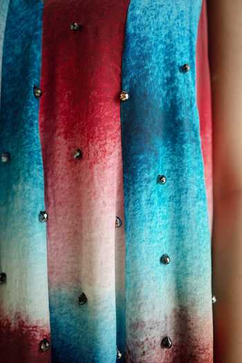 Shop_Forty Four_Multi Color Crepe Embroidery, Stones Halter Neck Ombre Gradient Top Pant Set _Online