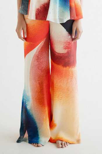 Buy_Forty Four_Multi Color Crepe Stones Halter Neck Gradient Top And Pant Set  _Online_at_Aza_Fashions