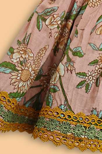 Buy_Byb Premium_Peach Cotton Floral Print Kurta And Sharara Set _Online_at_Aza_Fashions