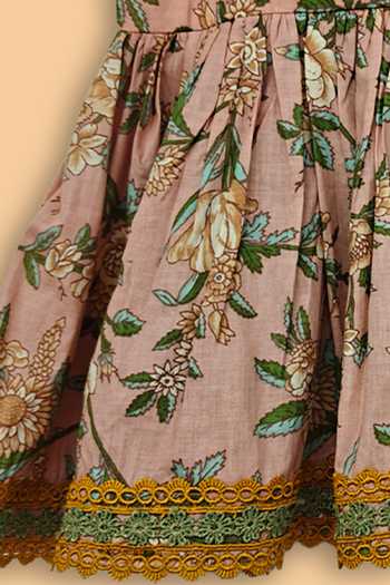 Byb Premium_Peach Cotton Floral Print Kurta And Sharara Set _at_Aza_Fashions