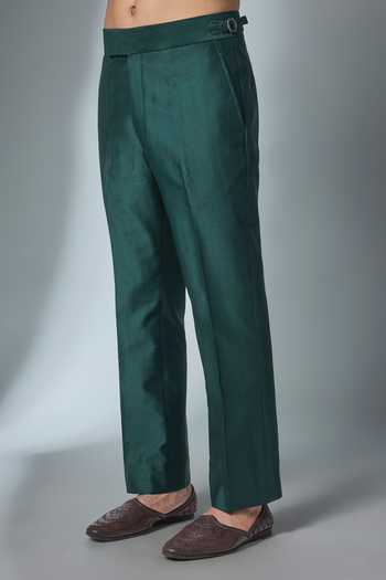 Buy_Salil Bhatia_Green Silk Embroidered Kurta And Pant Set _Online_at_Aza_Fashions