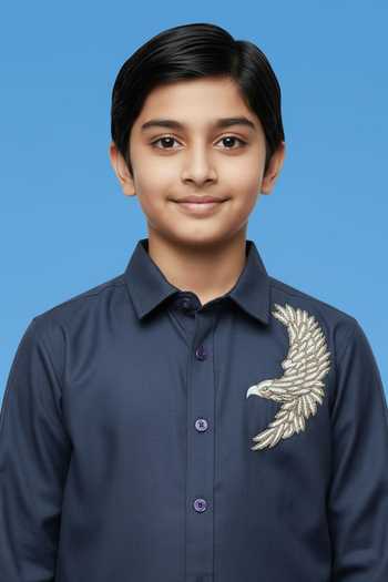 Little Luxe_Navy Falcon Wings Shirt _Online_at_Aza_Fashions