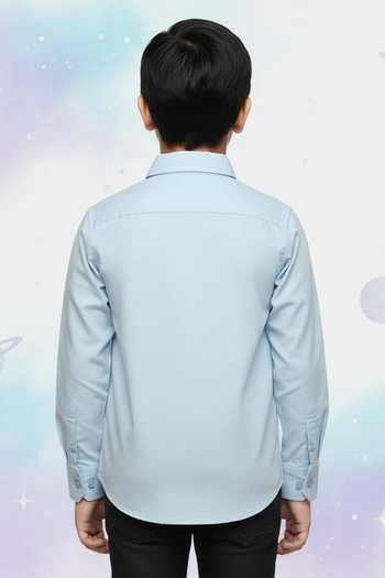 Shop_Little Luxe_Blue Baby Space Theme Shirt _at_Aza_Fashions