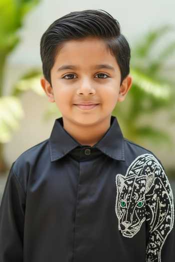 Little Luxe_Black Tiger Embellished Shirt _Online_at_Aza_Fashions