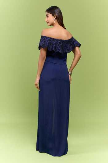 Varsha Wadhwa_Blue Embroidered Yoke Layered Jumpsuit _Online_at_Aza_Fashions