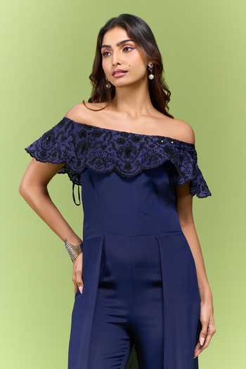Buy_Varsha Wadhwa_Blue Embroidered Yoke Layered Jumpsuit 