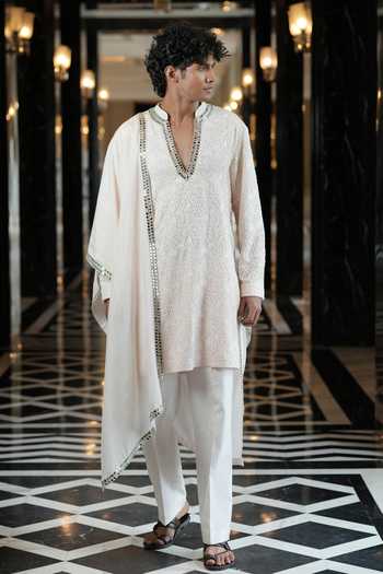 Buy_Archana Kochhar_Pink Silk, Brocade Ainna Soft Embroidered Kurta Set _at_Aza_Fashions