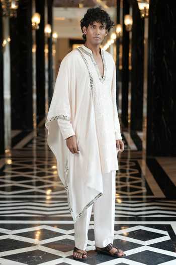 Shop_Archana Kochhar_Pink Silk, Brocade Ainna Soft Embroidered Kurta Set _Online_at_Aza_Fashions