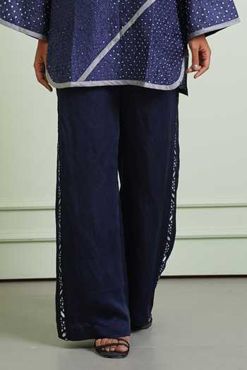 Twenty Nine_Blue Satin Mirrors Work Palazzo _Online_at_Aza_Fashions