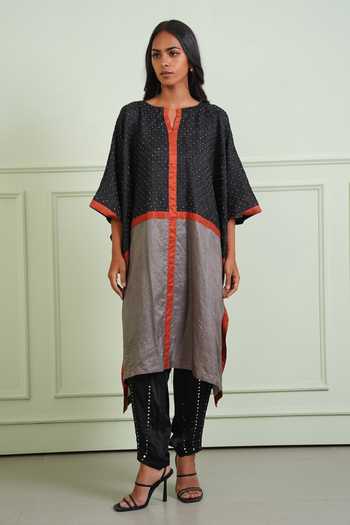 Buy_Twenty Nine_Black Satin, Modal Mirrors Work Dhoti Pant _at_Aza_Fashions
