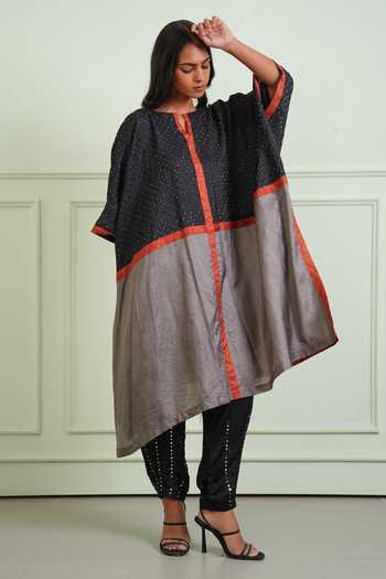 Shop_Twenty Nine_Black Satin, Modal Mirrors Work Dhoti Pant _at_Aza_Fashions