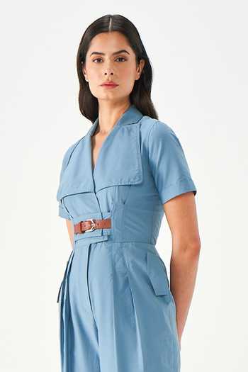 NOTEBOOK_Blue Kiana Cotton Jumpsuit _Online_at_Aza_Fashions