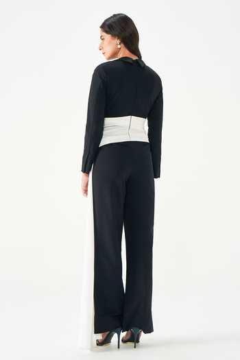 Shop_NOTEBOOK_Navy Lola Jumpsuit And Contrast Belt Set _at_Aza_Fashions