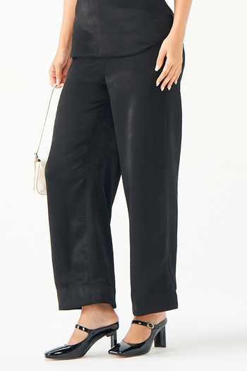 Buy_NOTEBOOK_Black Viscose Collared Neck Delia Pearl Embellished Top With Pant _Online_at_Aza_Fashions