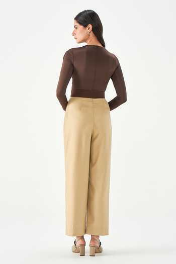 Shop_NOTEBOOK_Beige Sophia Poly Knit Jumpsuit _at_Aza_Fashions