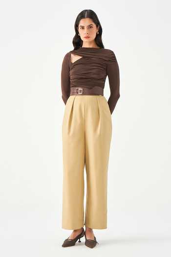 Buy_NOTEBOOK_Beige Sophia Poly Knit Jumpsuit _Online_at_Aza_Fashions