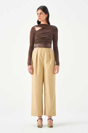 Shop_NOTEBOOK_Beige Sophia Poly Knit Jumpsuit _Online_at_Aza_Fashions
