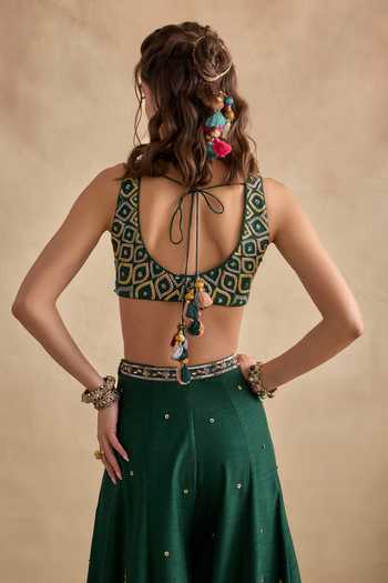 Buy_Kalista_Green Silk, Viscose Scoop Neck Shanaya Embroidered Blouse Sharara Set 