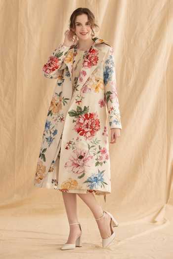 Buy_Dried Flowers_Multi Color Silk, Cotton Collared Neck 3d Embroidered Jacket _Online_at_Aza_Fashions