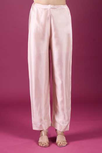 Buy_Anamika Khanna_Pink Round Neck Embroidered Cape Kurta Set 