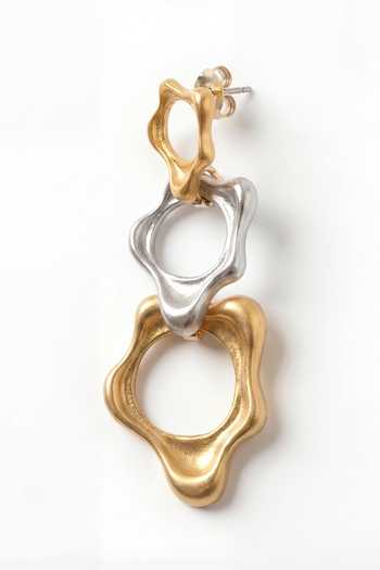 Mnsh_Gold Plated Dual-tone Fluid Trio Earrings _Online_at_Aza_Fashions