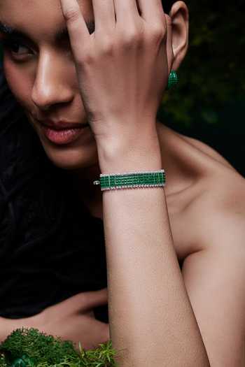 Buy_Miss Jo_Emerald Green Enchanted Path Tennis Bracelet _at_Aza_Fashions