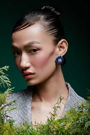 Buy_Miss Jo_Blue Mystical Petal Cascade Studs Earrings _at_Aza_Fashions