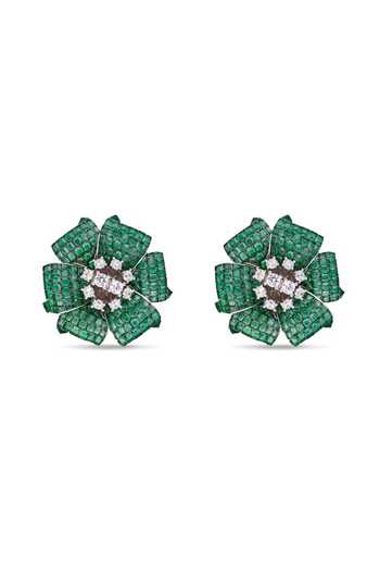 Buy_Miss Jo_Emerald Green Mystical Petal Cascade Studs Earrings _at_Aza_Fashions