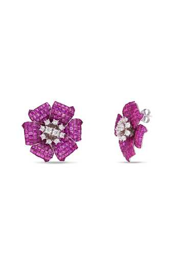 Shop_Miss Jo_Pink Mystical Petal Cascade Studs Earrings _at_Aza_Fashions