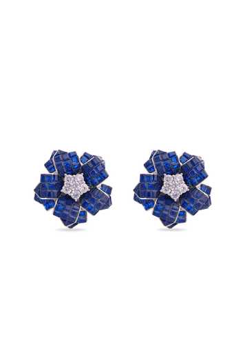 Buy_Miss Jo_Blue Starlit Blossom Studs Earrings _at_Aza_Fashions