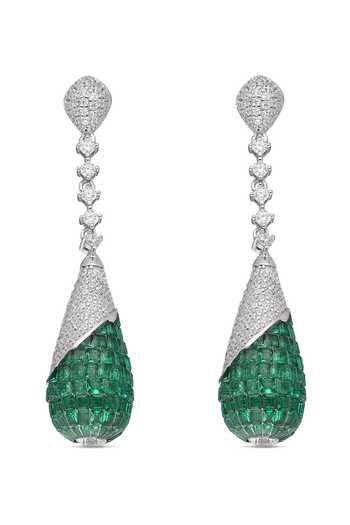 Buy_Miss Jo_Emerald Green Twilight Vine Dangler Earrings _at_Aza_Fashions