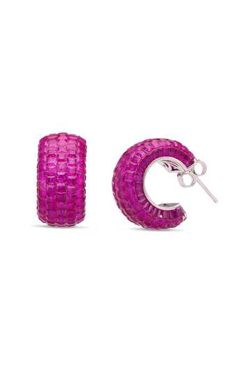 Shop_Miss Jo_Pink Forest Fern Stud Huggies Earrings _at_Aza_Fashions