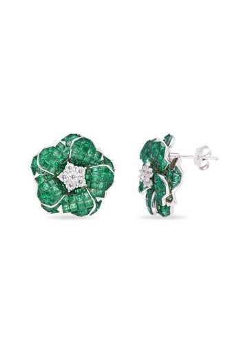 Shop_Miss Jo_Emerald Green Twilight Fern Studs Earrings _at_Aza_Fashions