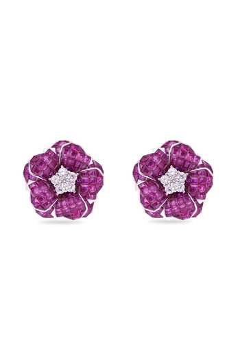 Buy_Miss Jo_Pink Twilight Fern Studs Earrings _at_Aza_Fashions