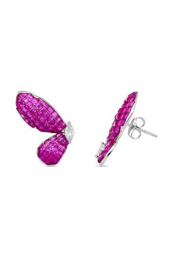 Miss Jo_Pink Harmony Wings Studs Earrings _Online_at_Aza_Fashions