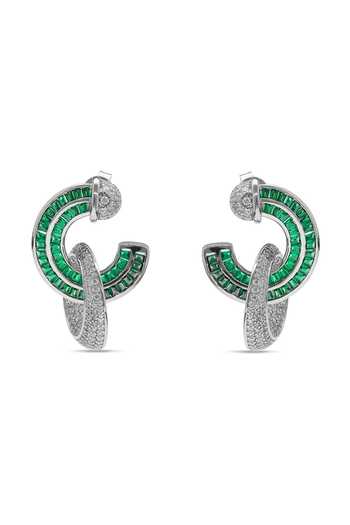 Buy_Miss Jo_Emerald Green Forest Loop Dangler Earrings _at_Aza_Fashions