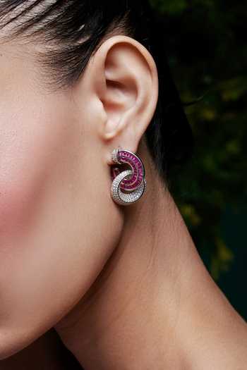 Buy_Miss Jo_Pink Forest Loop Dangler Earrings _at_Aza_Fashions