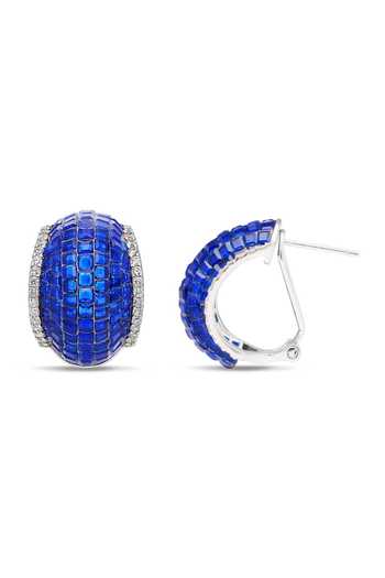 Shop_Miss Jo_Blue Dewdrop Forest Stud Huggies Earrings _at_Aza_Fashions