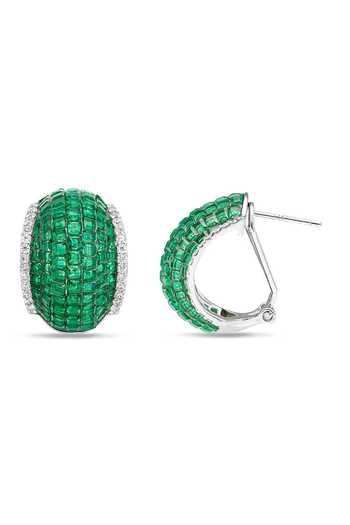 Miss Jo_Emerald Green Dewdrop Forest Stud Huggies Earrings _Online_at_Aza_Fashions