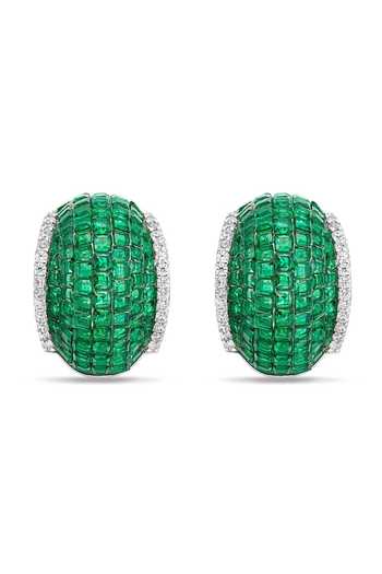 Shop_Miss Jo_Emerald Green Dewdrop Forest Stud Huggies Earrings _at_Aza_Fashions