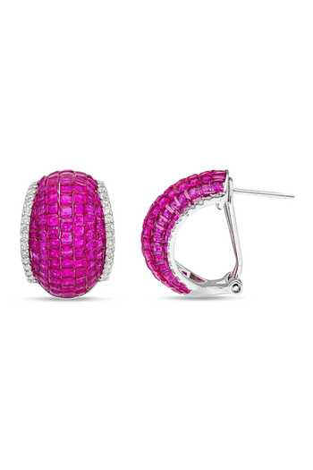 Shop_Miss Jo_Pink Dewdrop Forest Stud Huggies Earrings _at_Aza_Fashions