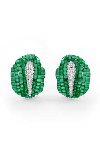 Buy_Miss Jo_Green Budding Bloom Stud Earrings _at_Aza_Fashions